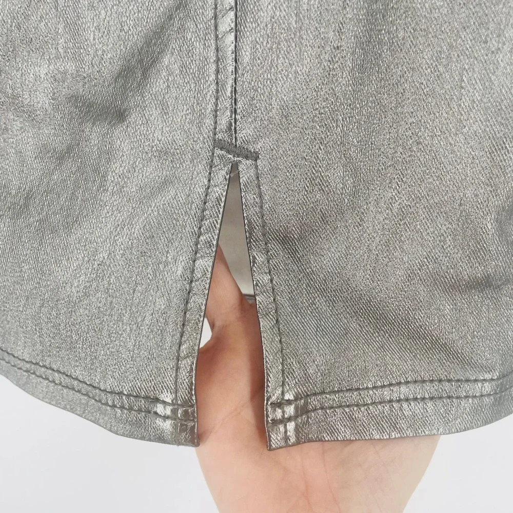 Free People Metallic Silver Mini Skirt